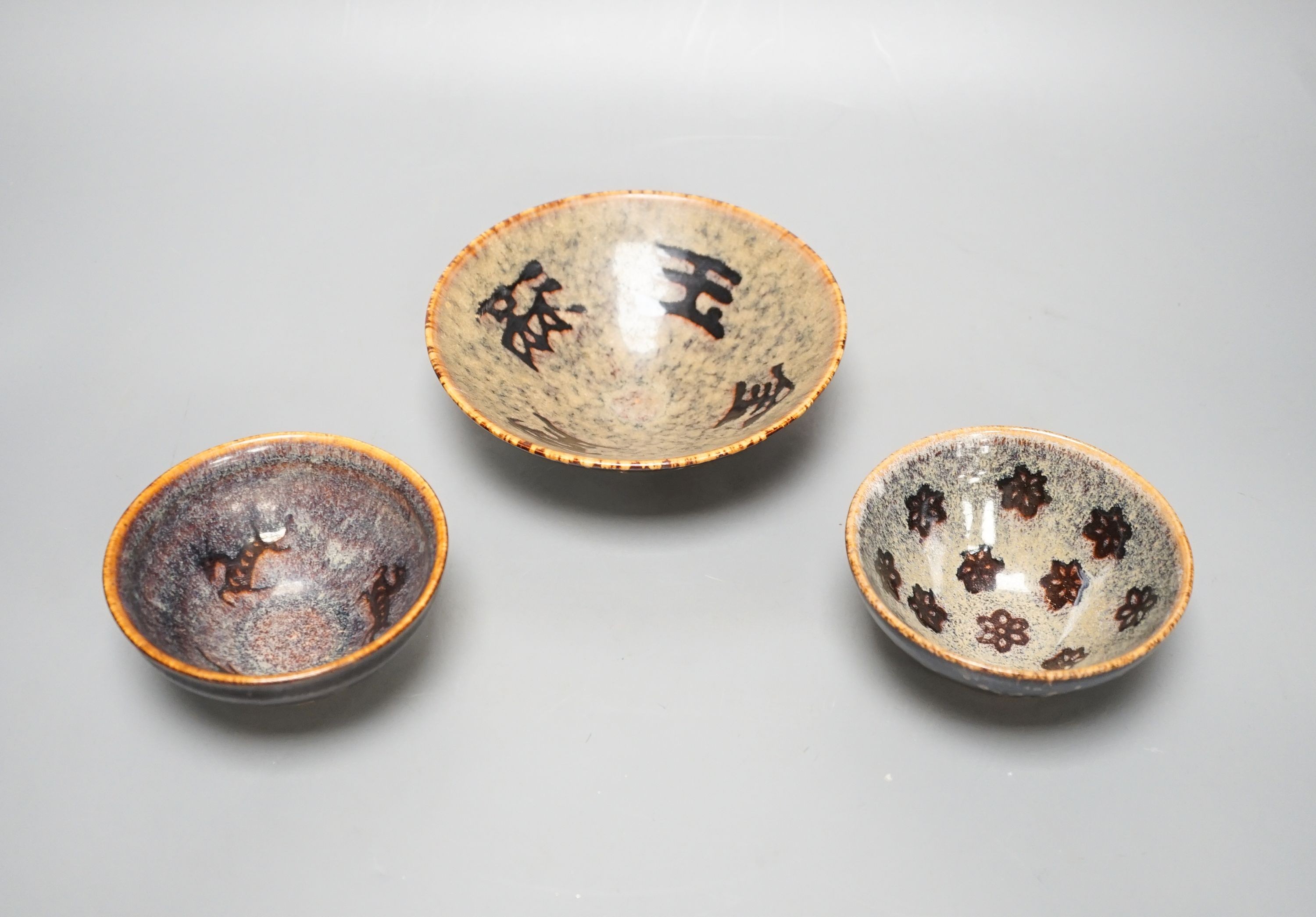 Three Chinese Jizhou style paper cut bowls